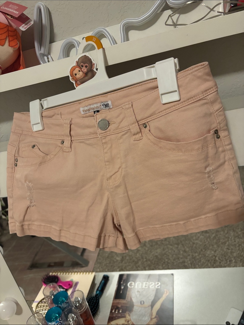 YMI size 9 juniors Blush Pink Low-Rise Denim Shorts